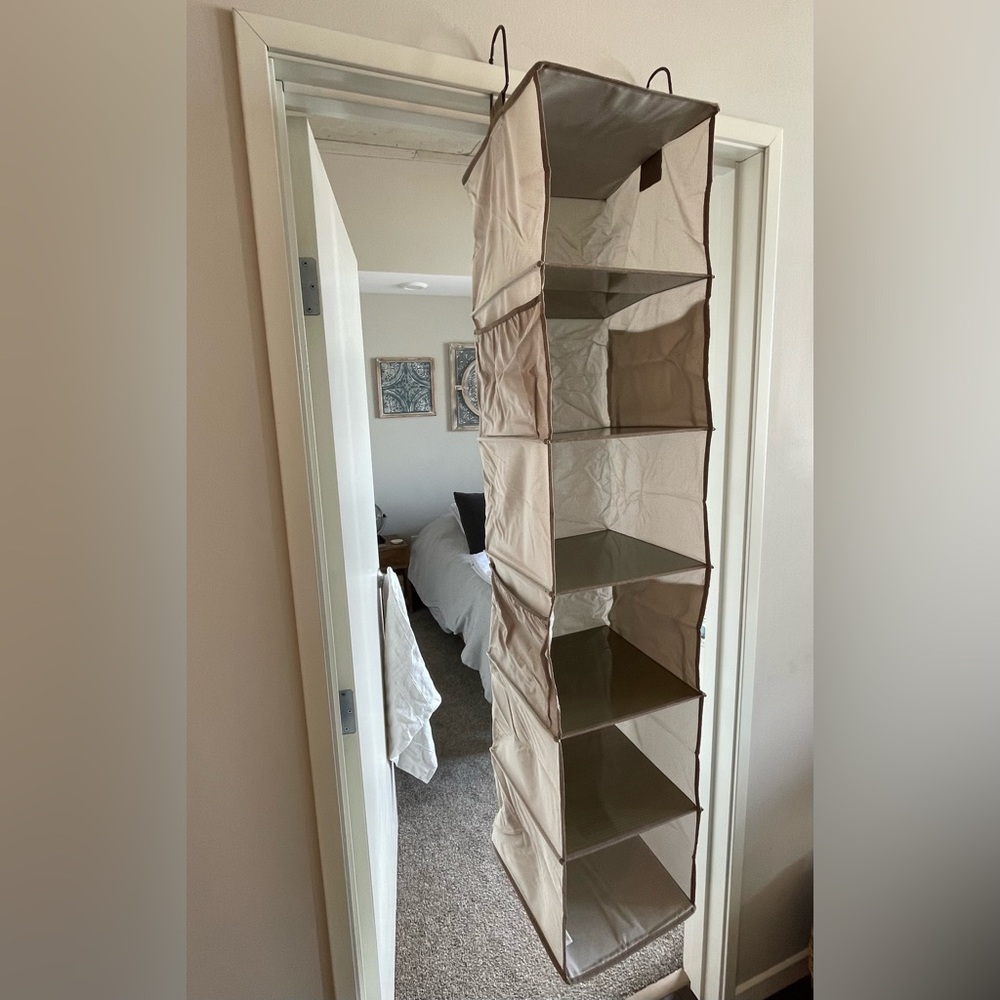 Collapsible Hanging Closet Organizer - Beige 6-Shelf Storage
